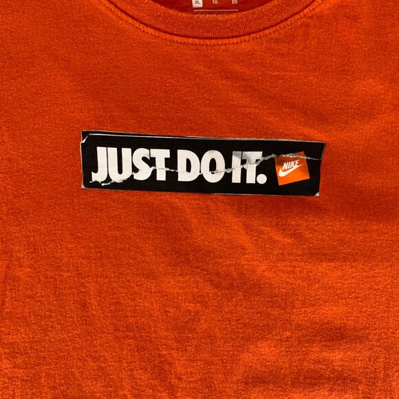 Nike Just Do It Orange Short Sleeve Crewneck Shirt Mens XL - Picture 2 of 5